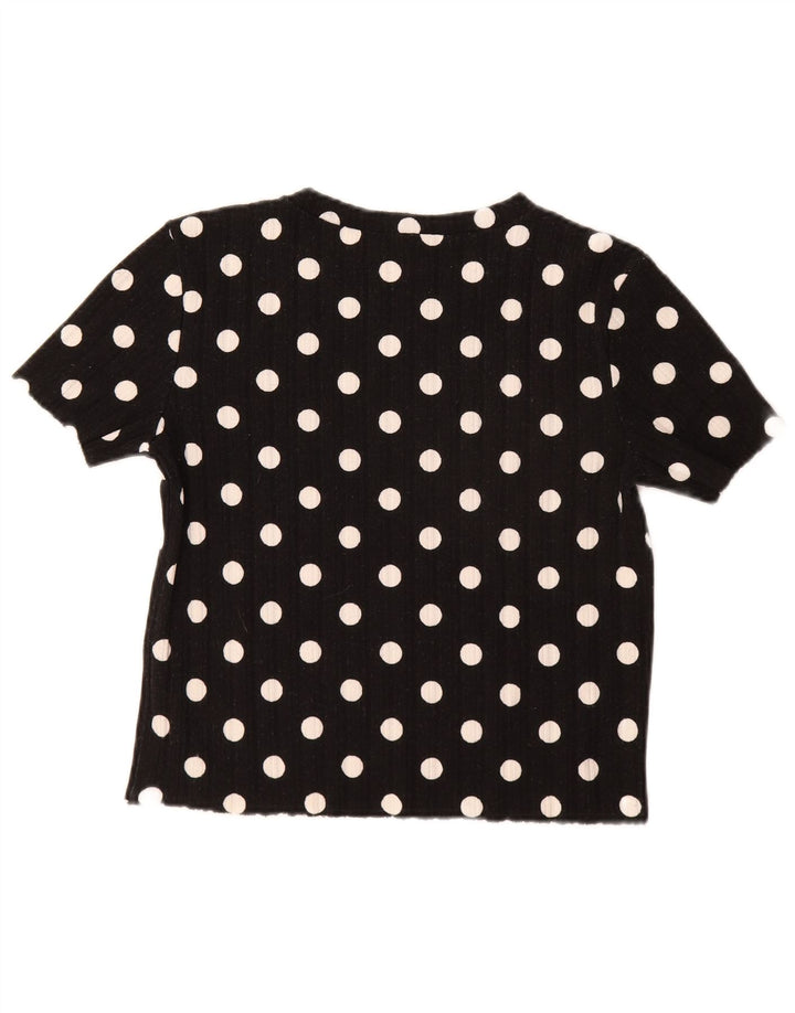 Zara Damen T-Shirt Top UK 14 Large Black Polka Dot