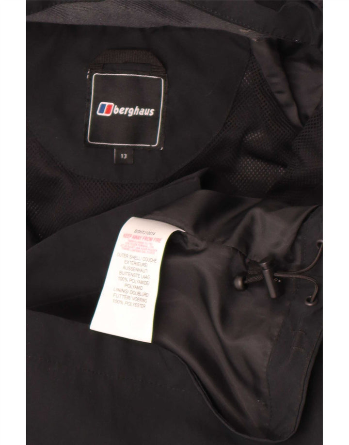Berghaus Jungen-Regenjacke mit Kapuze, 12–13 Jahre, schwarzes Polyamid