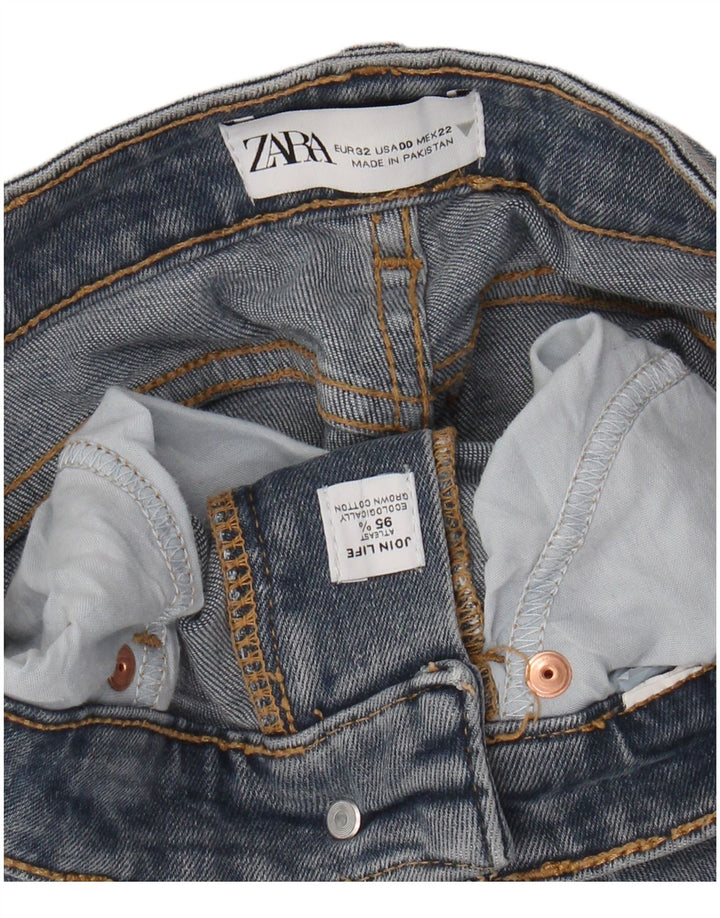 ZARA Damen Bootcut-Jeans mit hoher Taille, W22, L24, blaue Baumwolle