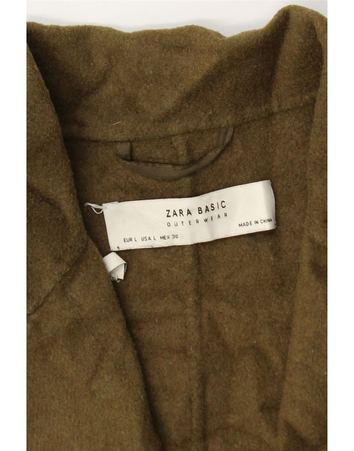 Zara Damen Übergroßer Mantel UK 16 Große Khaki-Wolle
