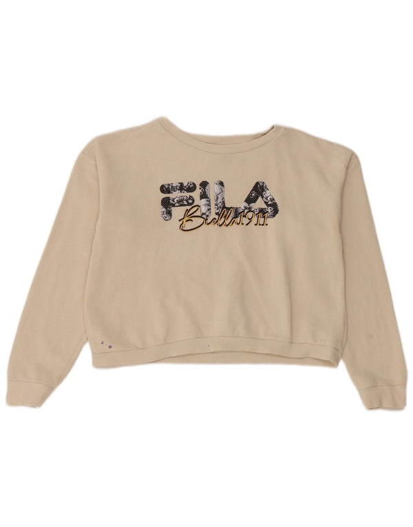 Fila Crop Graphic Sweatshirt-Pullover für Mädchen, 15–16 Jahre, beige Baumwolle