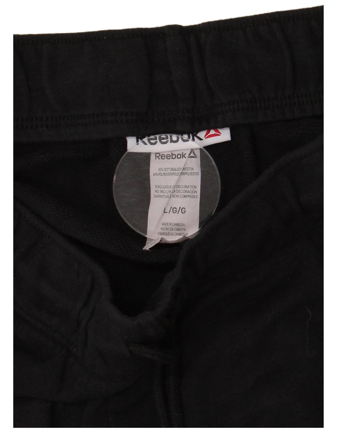 REEBOK Damen Sportshorts UK 14 Große schwarze Baumwolle