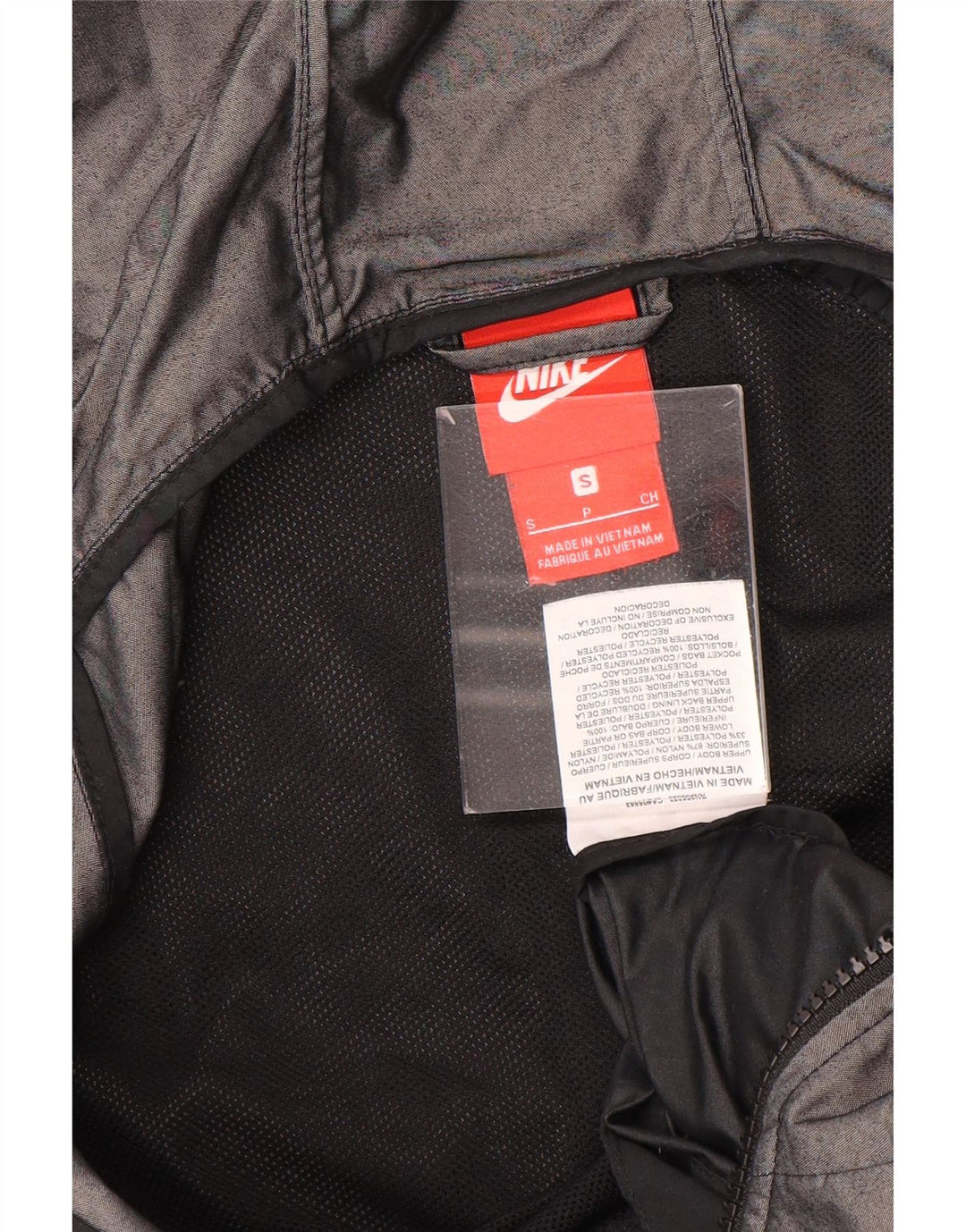 Nike Damen-Regenjacke mit Kapuze, UK 10, Größe S, grau, Colourblock-Nylon