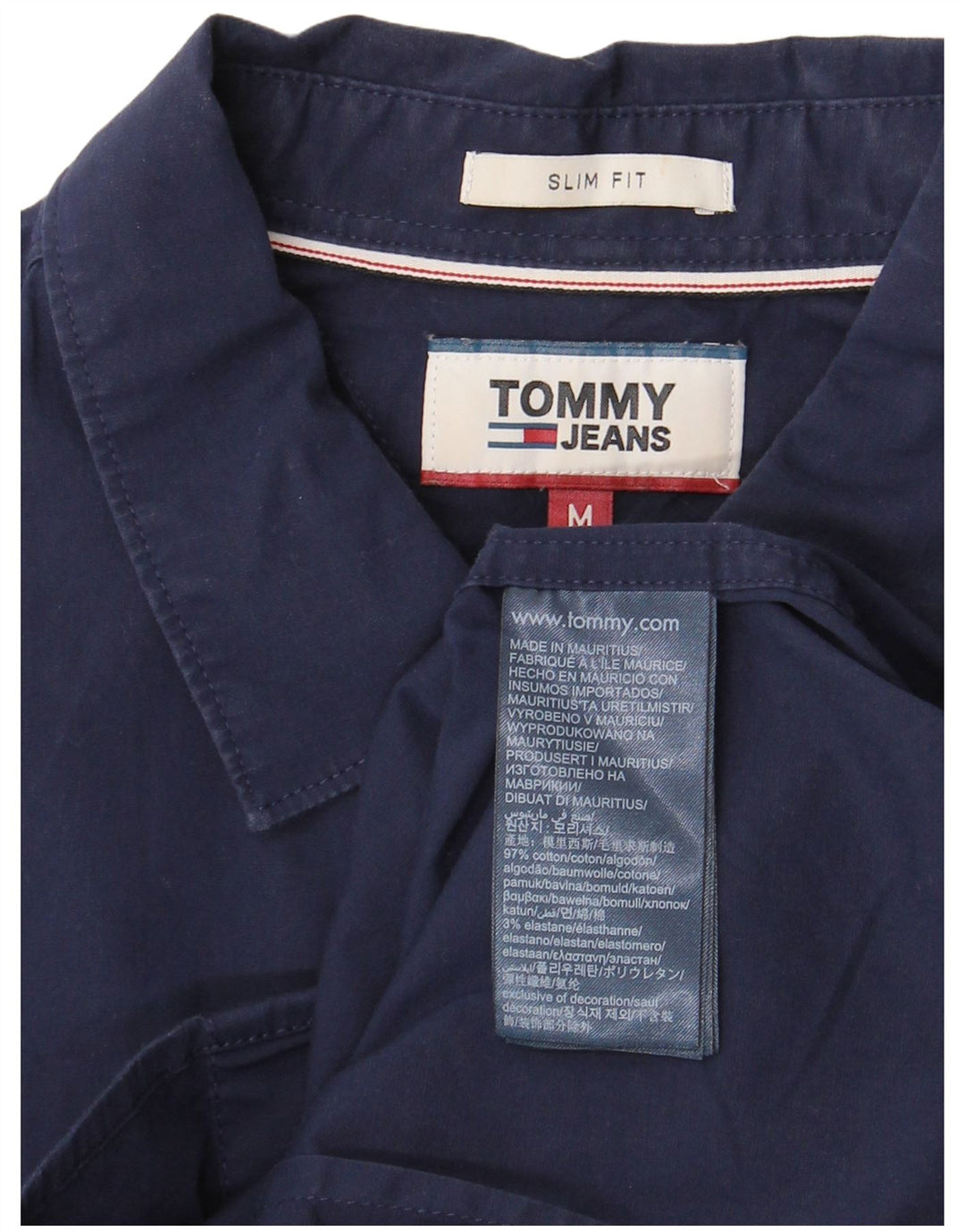 Tommy Hilfiger Herren-Slim-Fit-Hemd aus mittlerer marineblauer Baumwolle