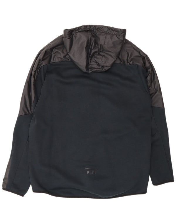 Puma Herren-Trainingsanzug mit Kapuze, Jacke, groß, Schwarz, Farbblock