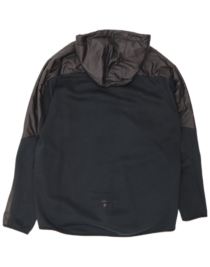 Puma Herren-Trainingsanzug mit Kapuze, Jacke, groß, Schwarz, Farbblock