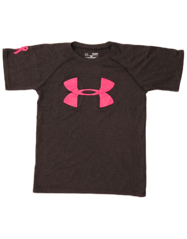 UNDER ARMOUR Mädchen lockeres Grafik-T-Shirt-Oberteil, 7–8 Jahre, Größe S, Grau