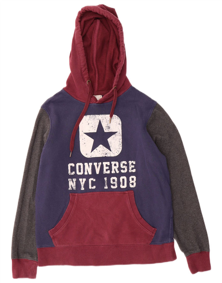 Converse Herren-Kapuzenpullover mit Grafik, mittelgroß, mehrfarbig, Colourblock-Baumwolle