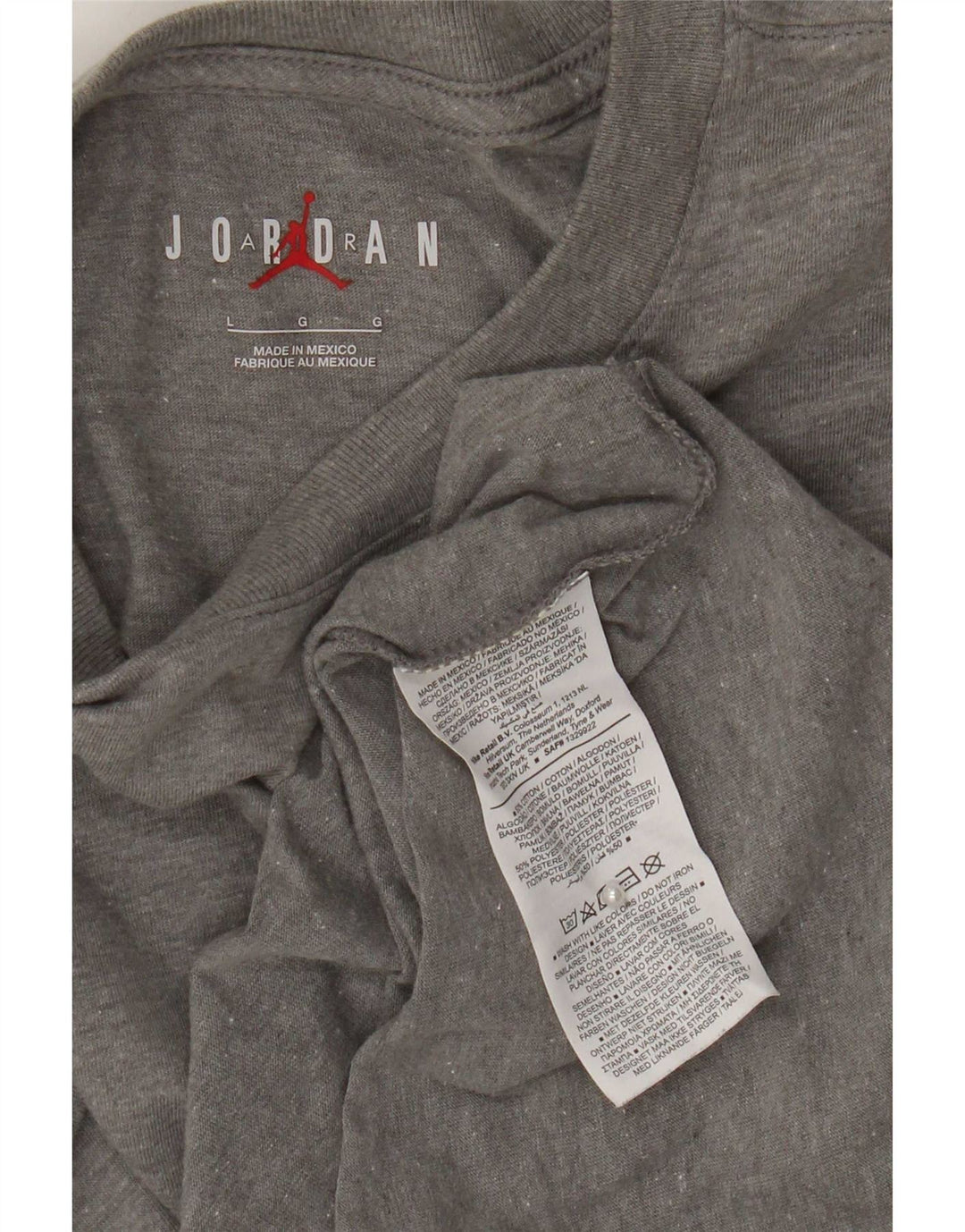 Jordan Herren-T-Shirt mit Grafik, Größe L, aus grauer Baumwolle