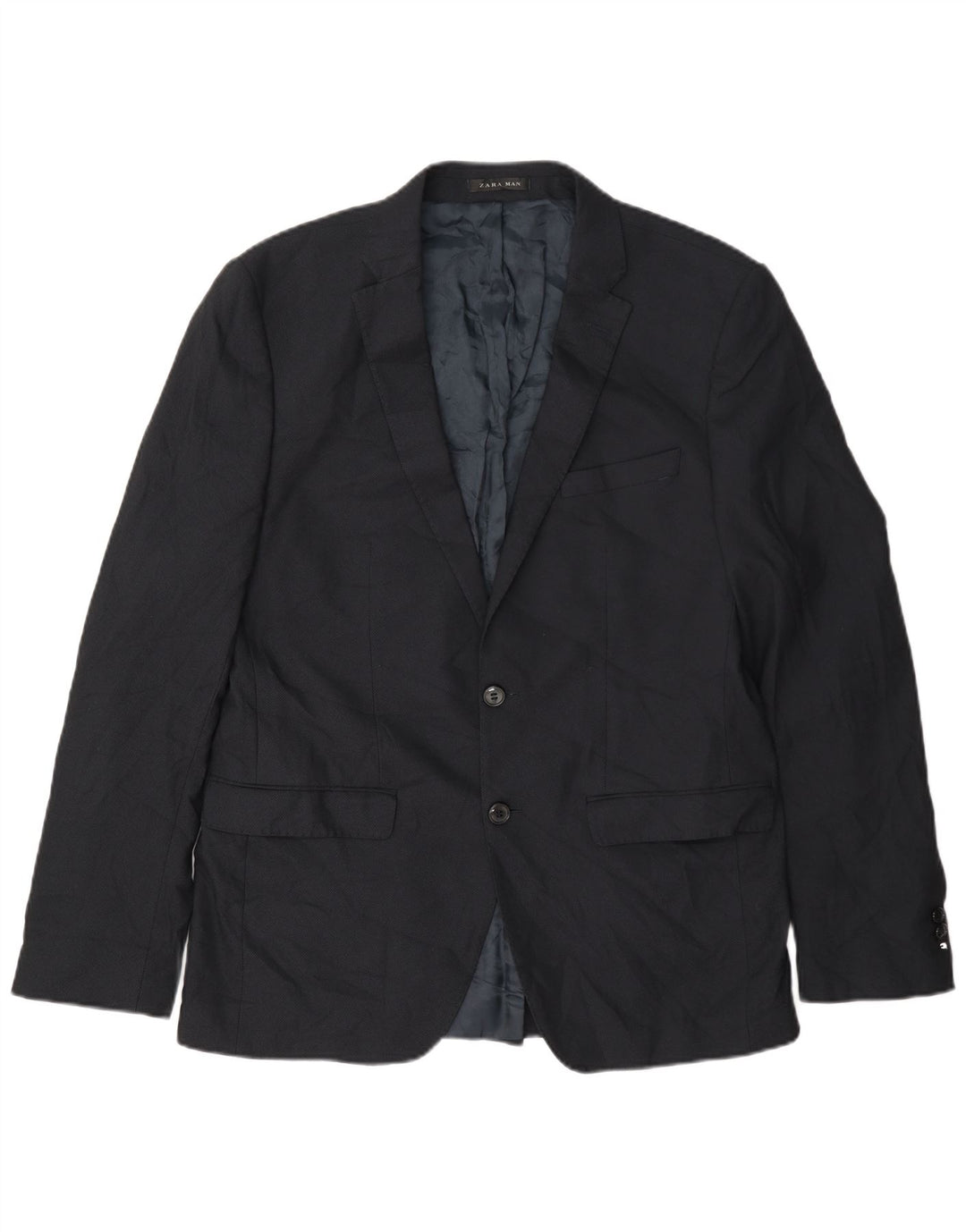 Zara Herren-Blazer mit 2 Knöpfen, EU 52, groß, Marineblau