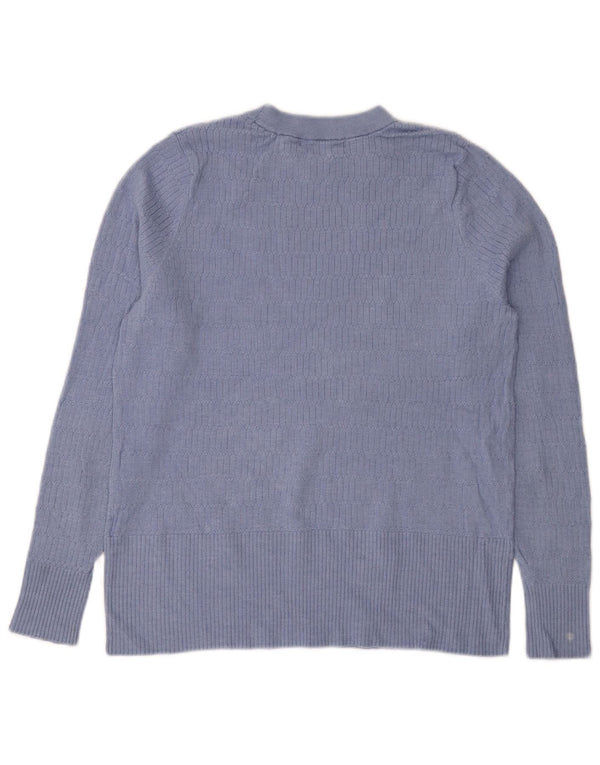 Marks & Spencer Damen-Pullover mit Rundhalsausschnitt, Gr. 18, XL, blaue Viskose