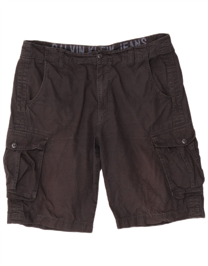 CALVIN KLEIN Herren Cargoshorts W36 Große schwarze Baumwolle