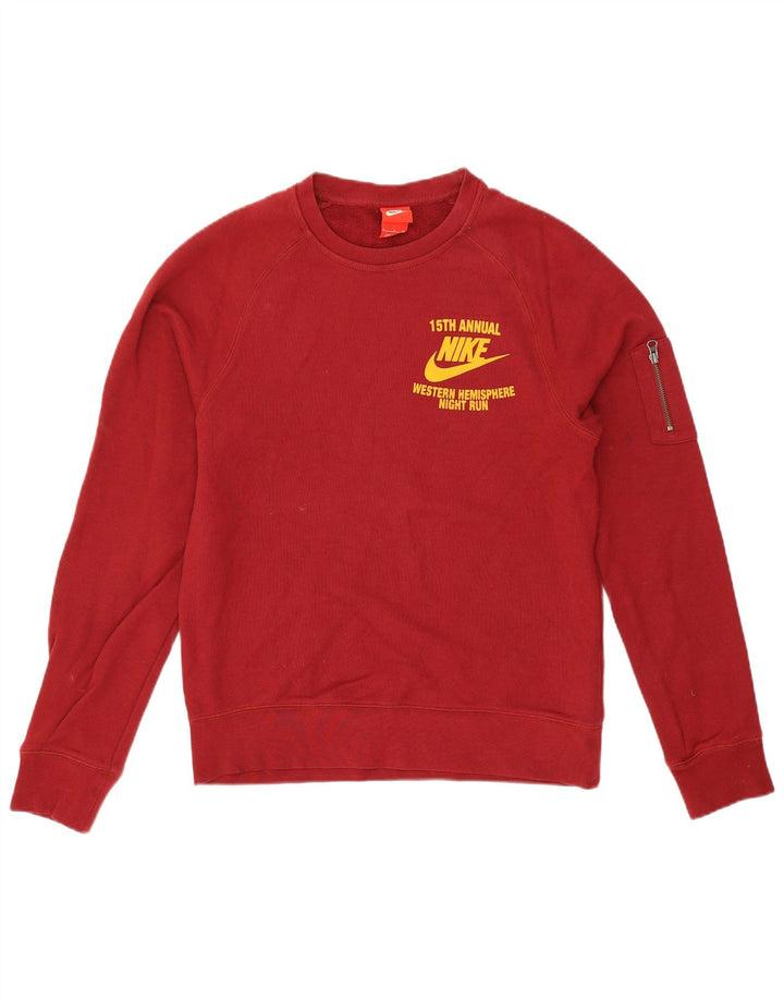 Nike Herren-Sweatshirt mit Grafik, Größe S, Burgunderrot, Baumwolle