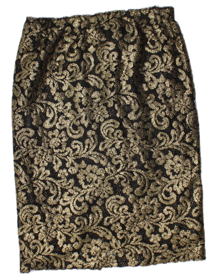 Vintage Damen Bleistiftrock W30 Medium Gold Paisley
