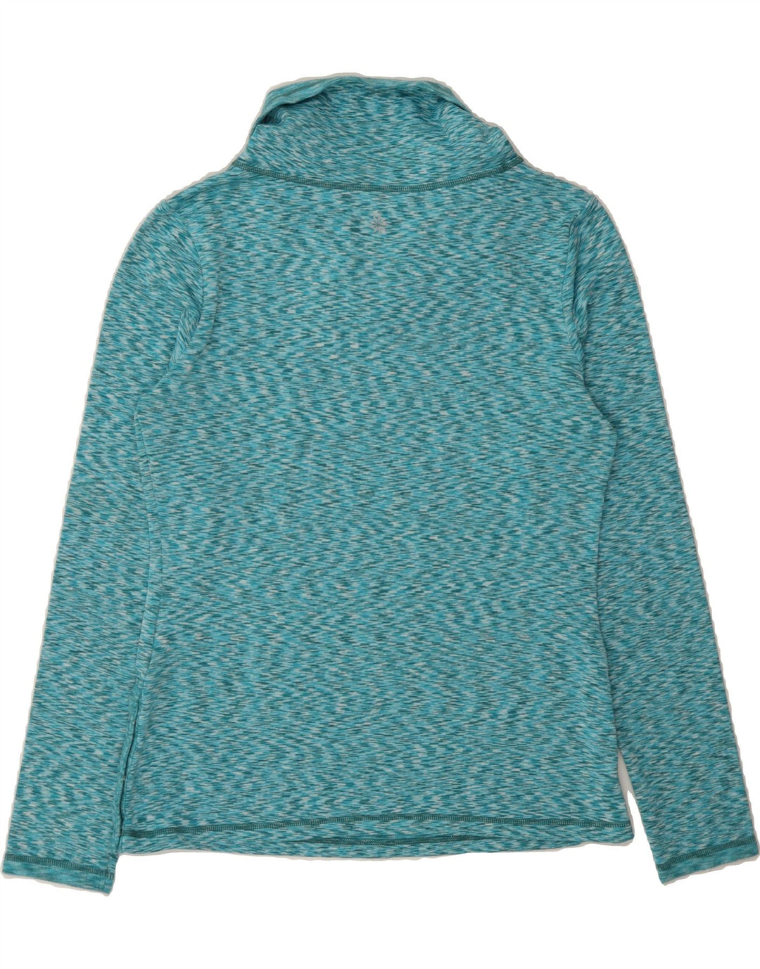 ATHLETA Womens Button Neck Fleece Jumper UK 14 Medium Blue Flecked Vintage Athleta and Second-Hand Athleta from Messina Hembry 