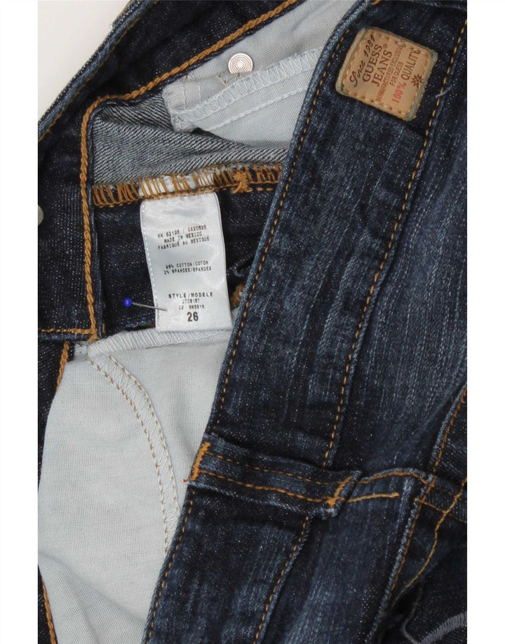 Guess Damen Stretch-Bootcut-Jeans W26 L32 Marineblaue Baumwolle