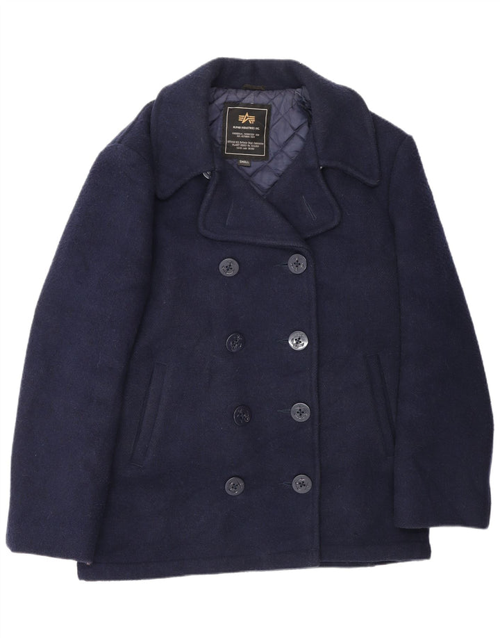 Alpha Industries Damen Übergroßer Pea Coat UK 10 Small Marineblaue Wolle