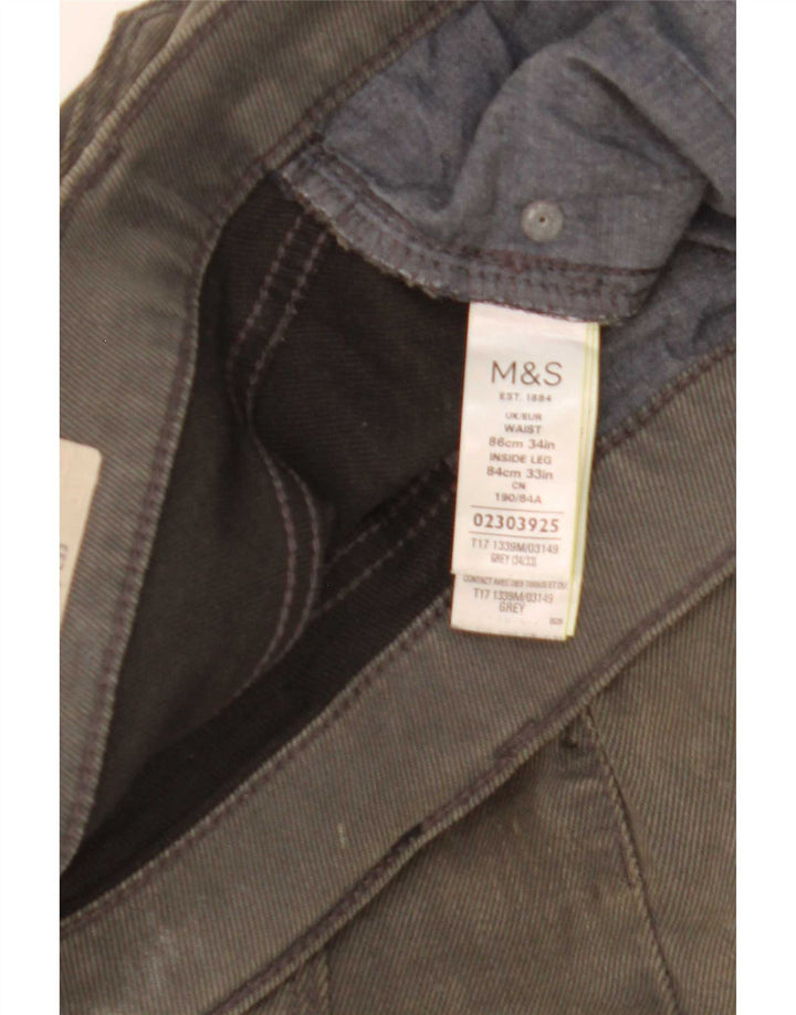 Marks & Spencer Herren Slim Jeans W34 L33 Graue Baumwolle