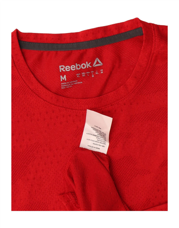 Reebok Herren T-Shirt Top Mittelrotes Camouflage-Polyester