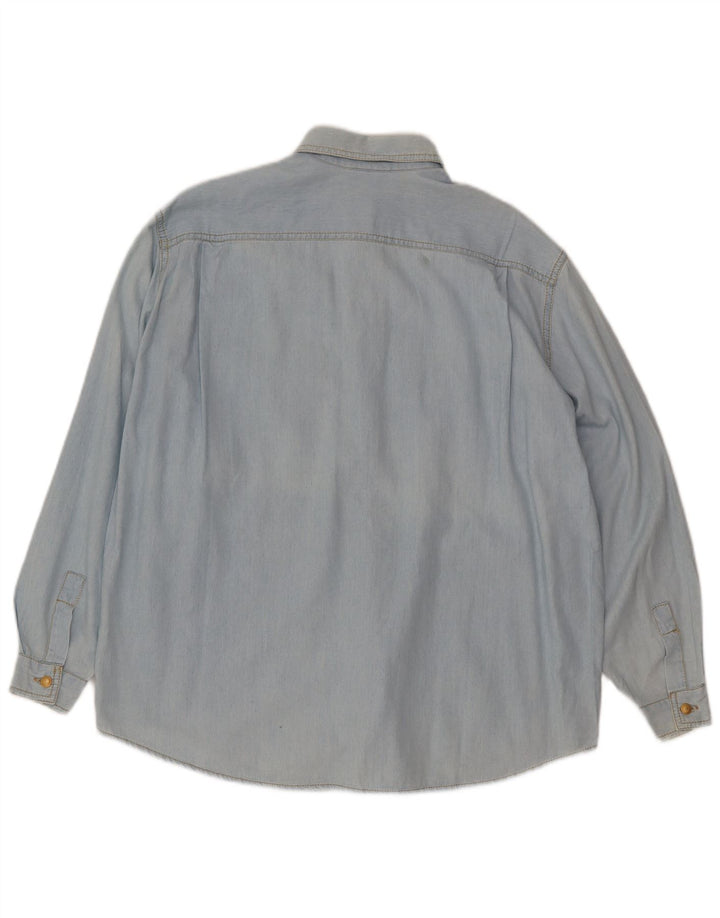 Roccobarocco Damen-Oversize-Jeanshemd IT 42 aus mittelblauer Baumwolle