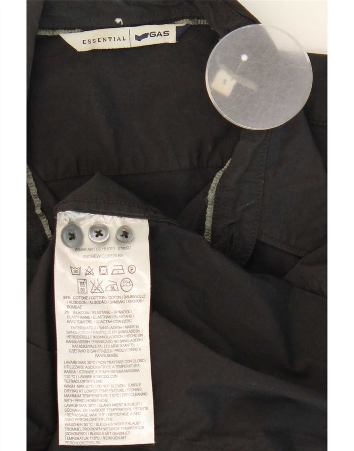 Gas Herrenhemd Small Schwarz Baumwolle