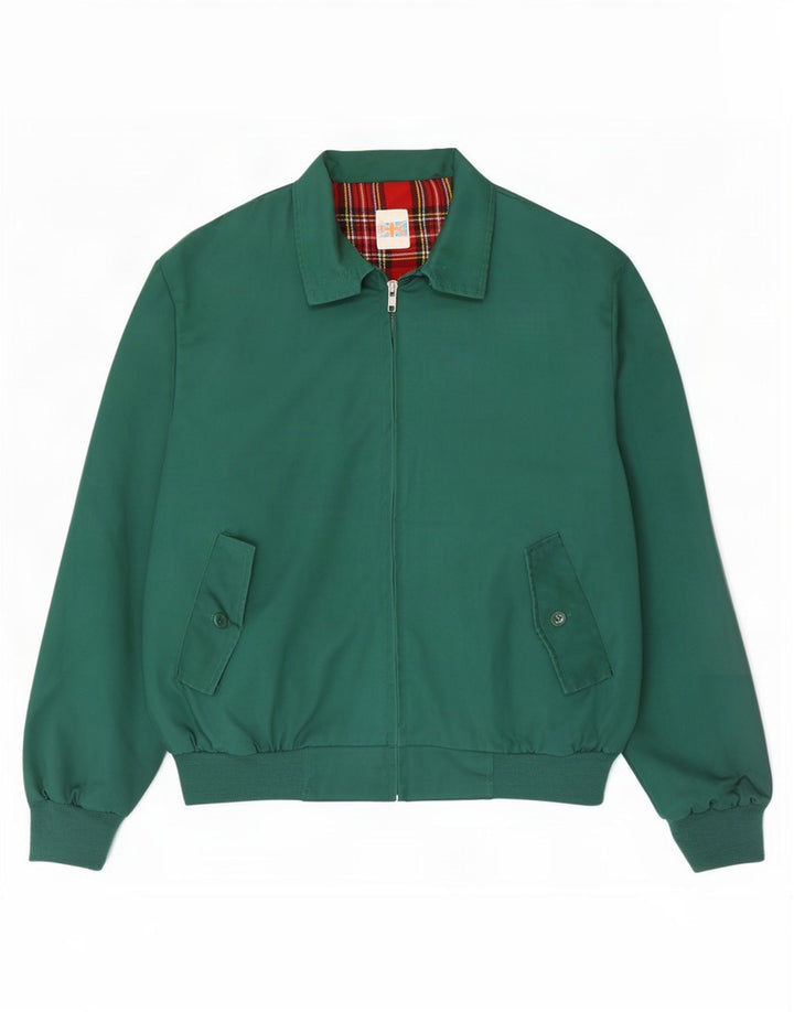 Vintage Herren Bomberjacke UK 40 Großes grünes Polyester