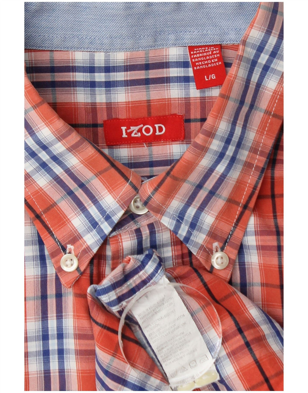 Izod Herrenhemd, groß, orange kariert, Baumwolle