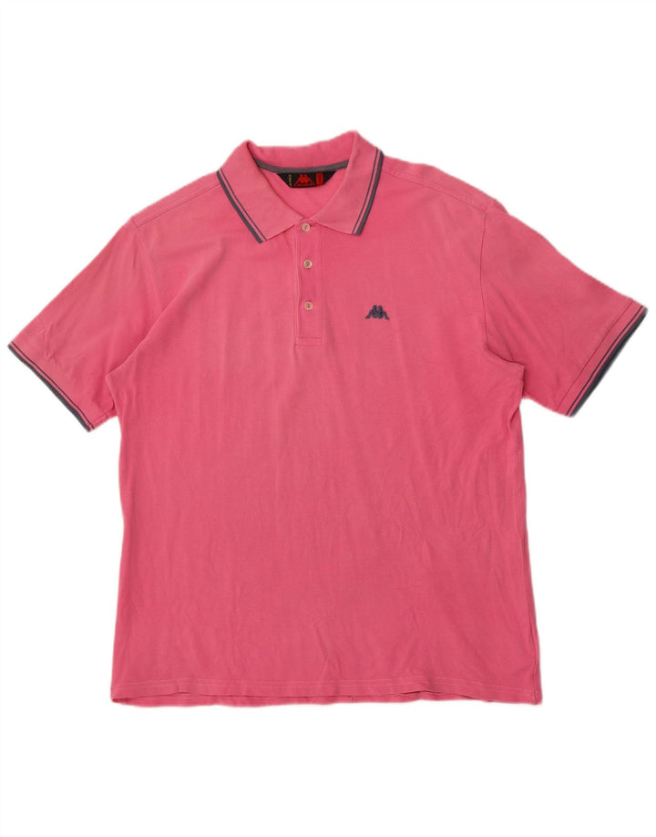 Kappa Herren-Poloshirt, groß, rosa Baumwolle