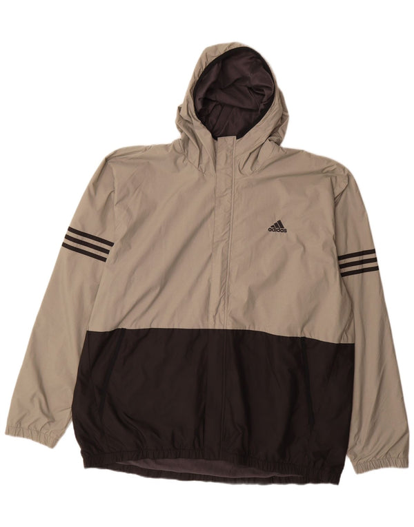 Adidas Herren-Regenjacke mit Kapuze, UK 42, XL, Grau, Colourblock-Polyamid