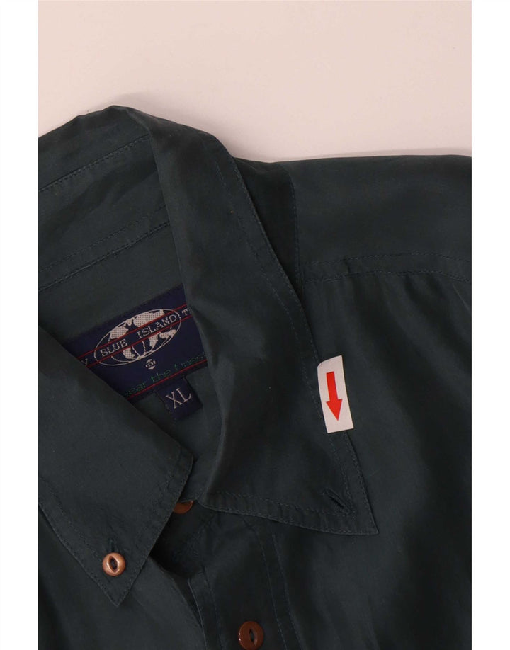 Vintage Herrenhemd XL Grüne Seide