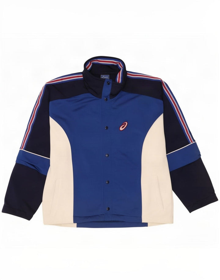 Asics Herren-Trainingsanzug-Top-Jacke, groß, blau, Farbblock