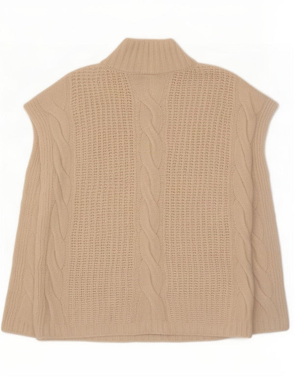 Zara Damen Poncho-Pullover UK 14 Large Beige Acryl
