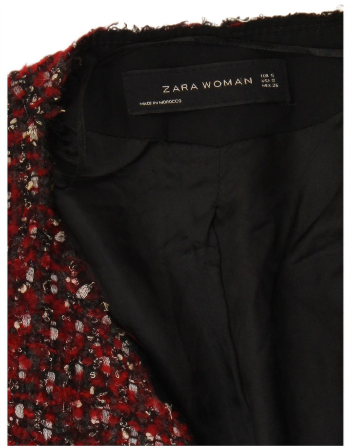 Zara Damen Crop Blazer Jacke UK 10 Small Red Flecked Modern
