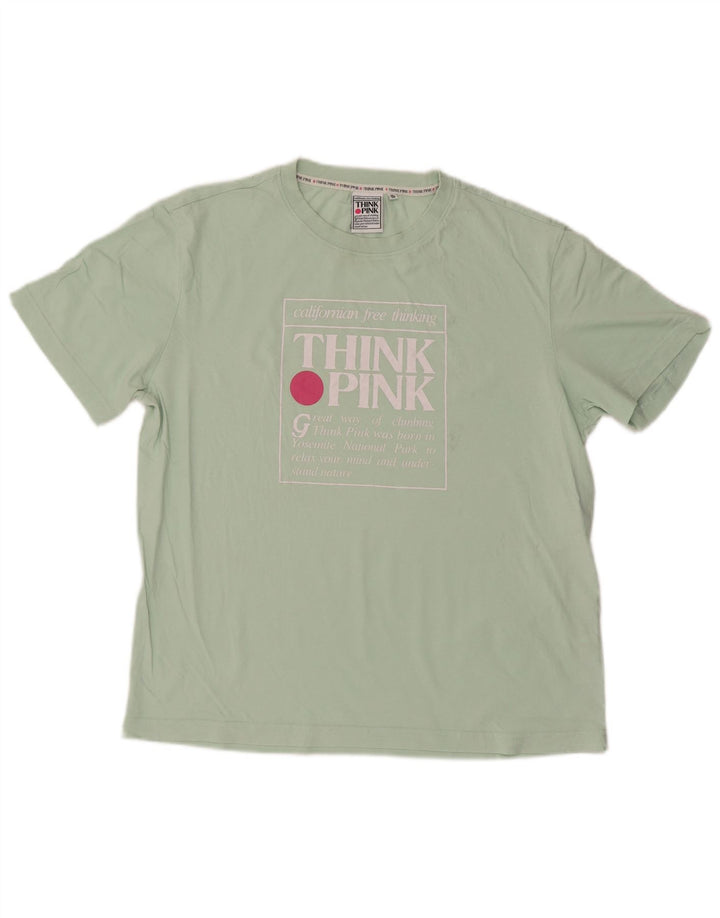 Think Pink Herren-T-Shirt mit Grafik, IT 48, mitteltürkisfarbene Baumwolle