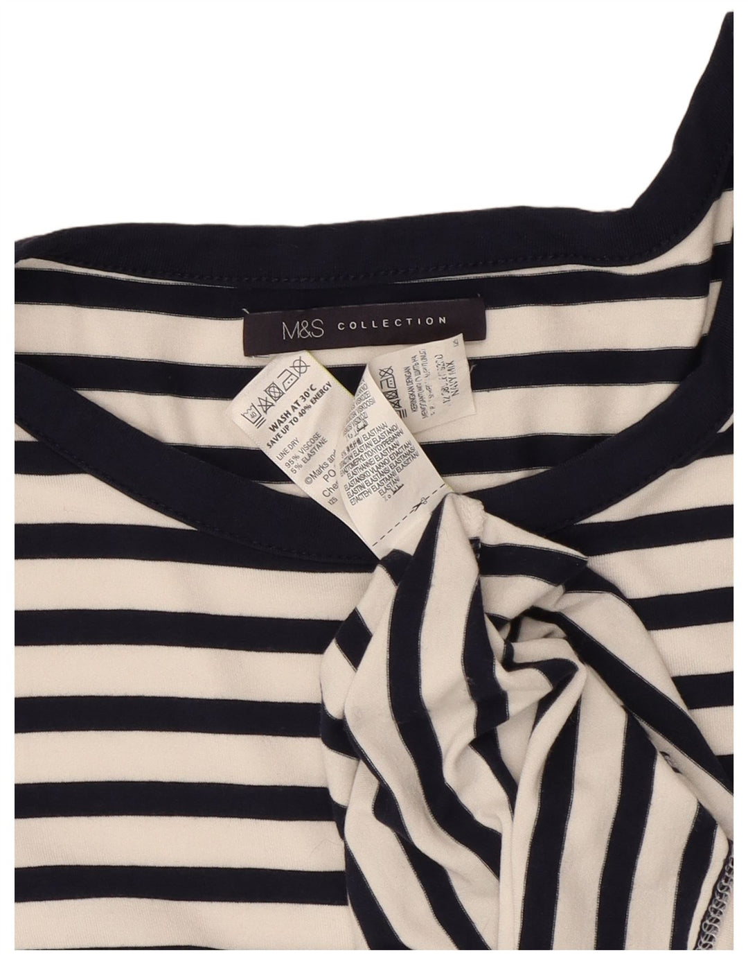 Marks & Spencer Damen Etuikleid UK 12 Mittelmarineblau gestreifte Viskose