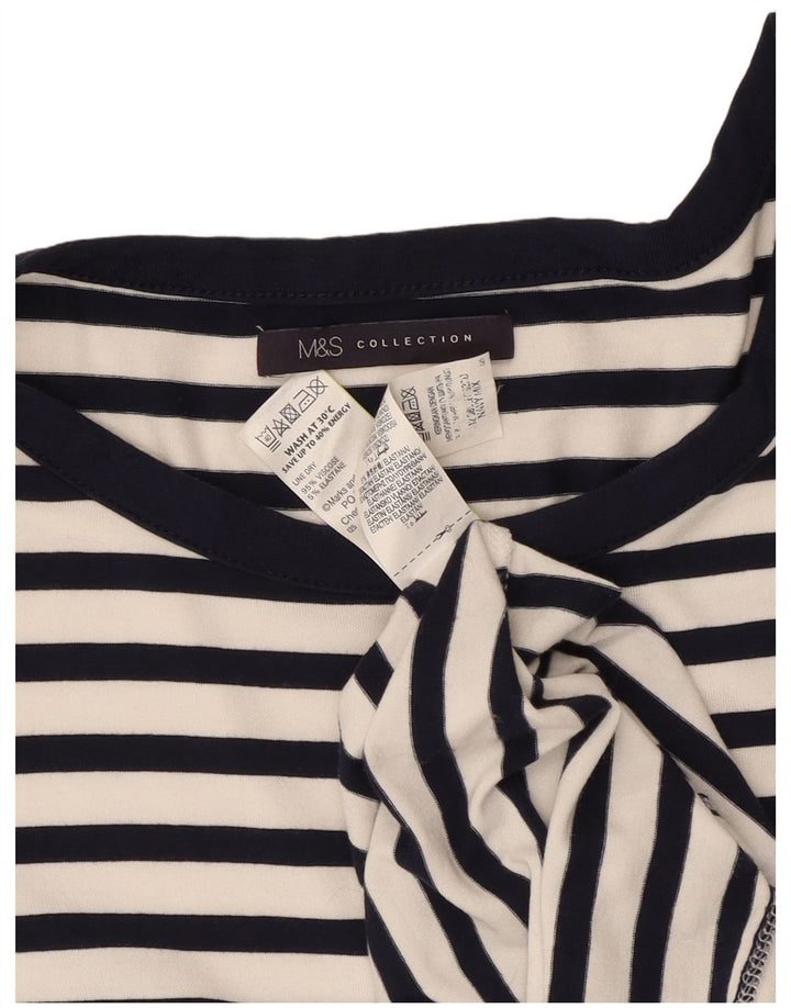 Marks & Spencer Damen Etuikleid UK 12 Mittelmarineblau gestreifte Viskose