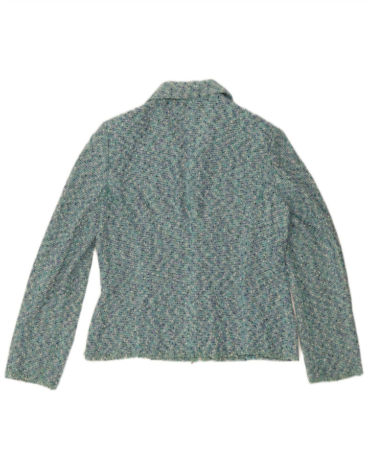 Luisa Spagnoli Damen Blazerjacke mit durchgehendem Reißverschluss IT 46 Large Blau meliert
