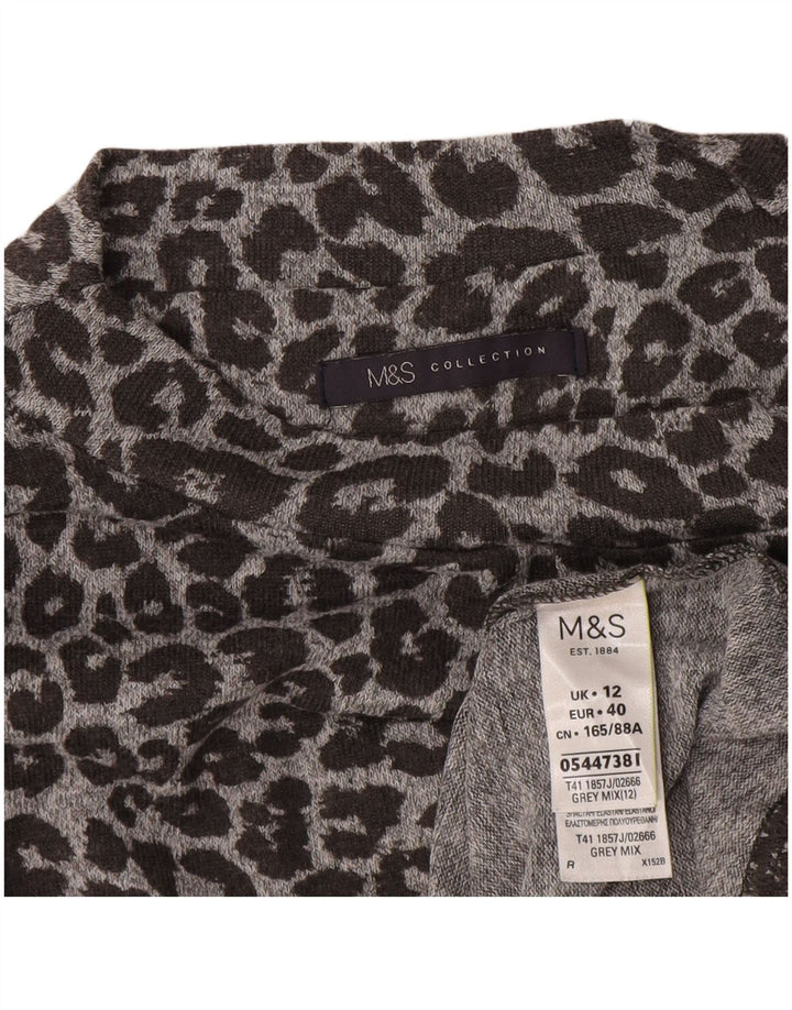 Marks & Spencer Damen A-Linien-Kleid UK 12 Mittelgraues Tiermuster