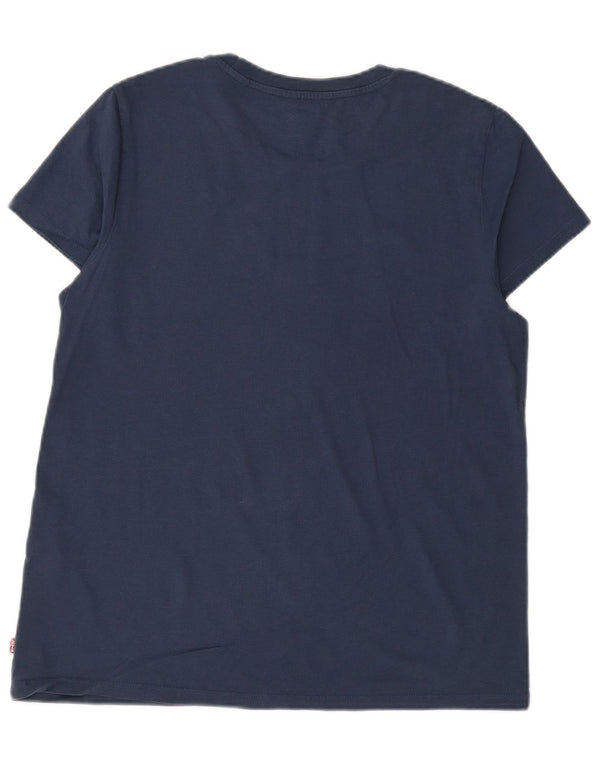 LEVI'S Damen Grafik-T-Shirt-Oberteil UK 16 Large Marineblau Baumwolle