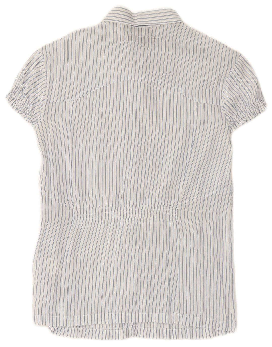 CALVIN KLEIN JEANS Damen Kurzarmhemd UK 12 Mittelblauer Nadelstreifen