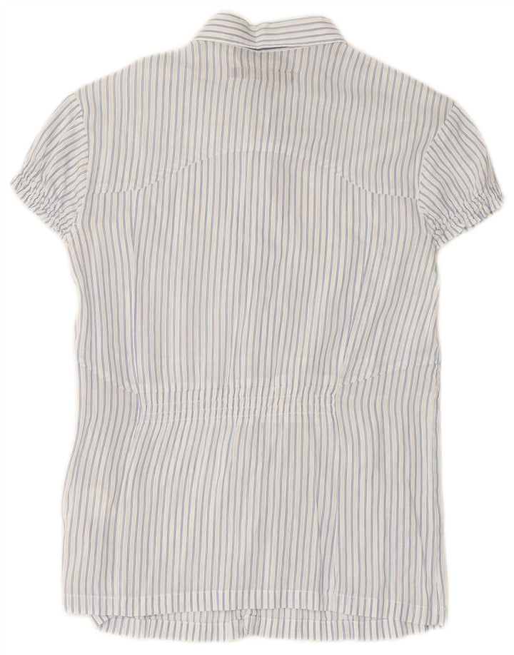 CALVIN KLEIN JEANS Damen Kurzarmhemd UK 12 Mittelblauer Nadelstreifen