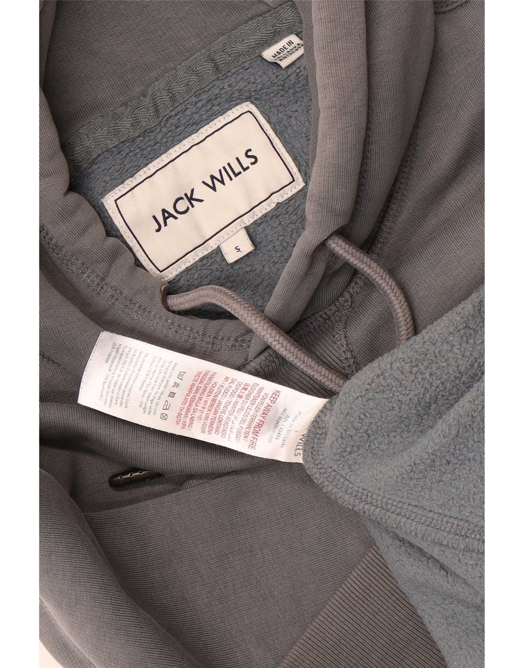 Jack Wills Herren-Kapuzenpullover mit Grafik, Größe S, graue Baumwolle