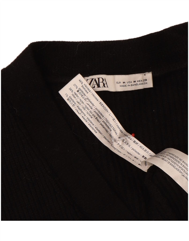 Zara Damen Crop Cardigan Pullover UK 12 Mittelschwarze Viskose