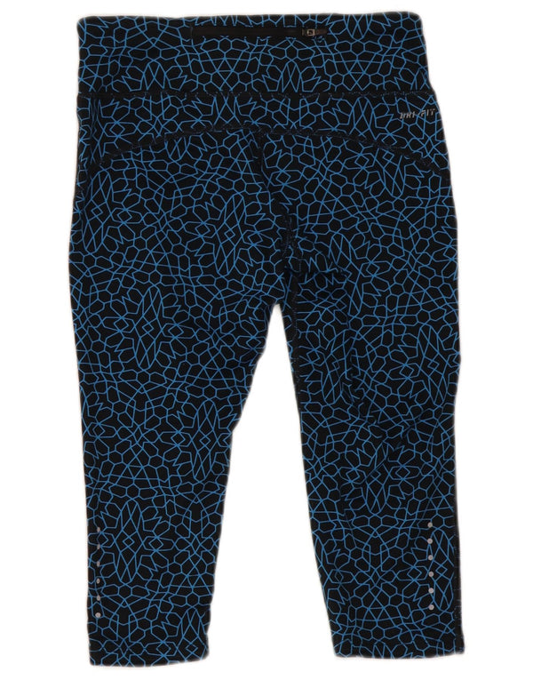 Nike Womens Dri Fit Capri-Leggings UK 6 XS Marineblaues geometrisches Polyester