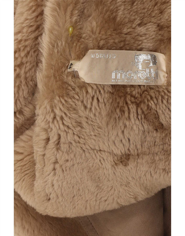 Vintage Damen Shearling Mantel mit lockerer Passform IT 44 Mittelbraun Klassisch