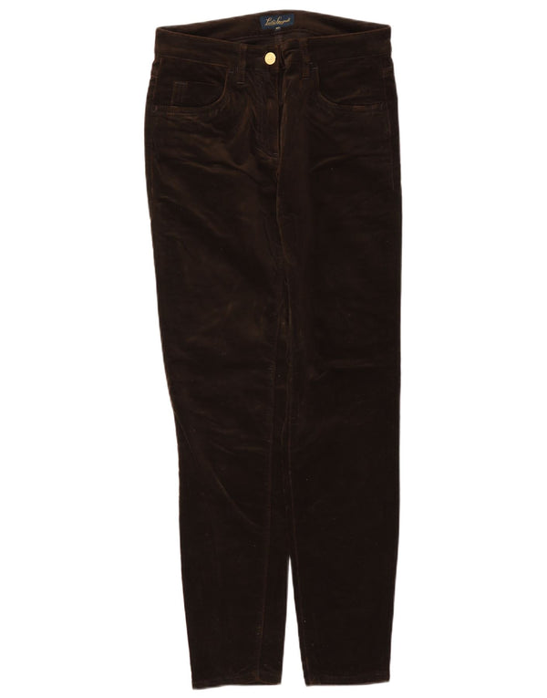 Luisa Spagnoli Damen Samt Slim Casual Hose IT 40 Small W27 L29 Braun