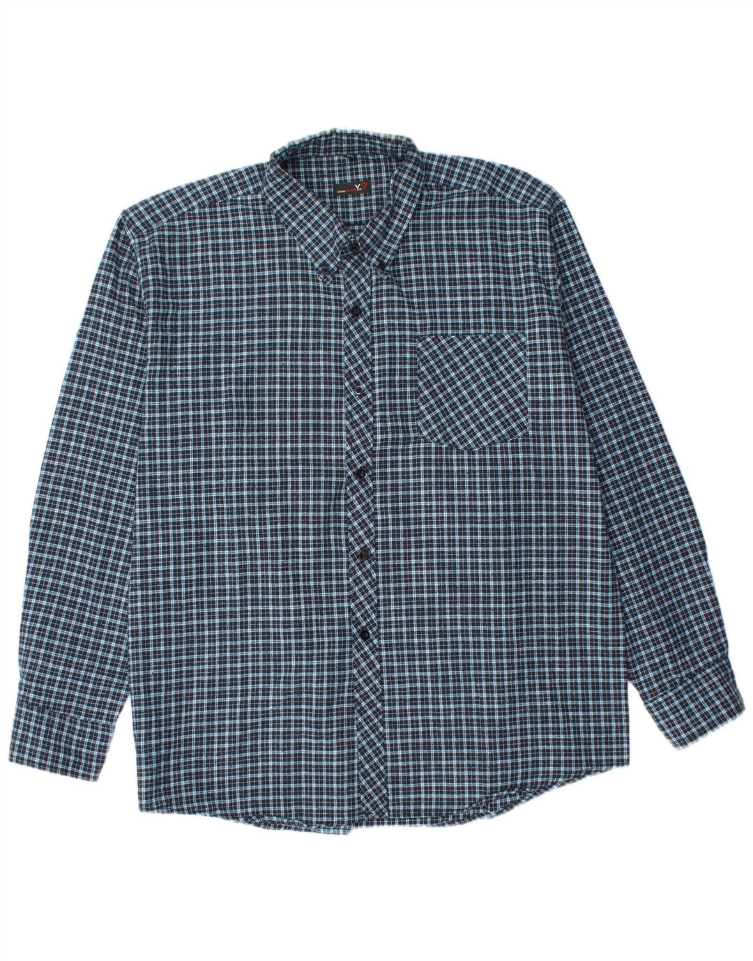 Vintage Herren Flanellhemd Größe 45 XL Blau kariert