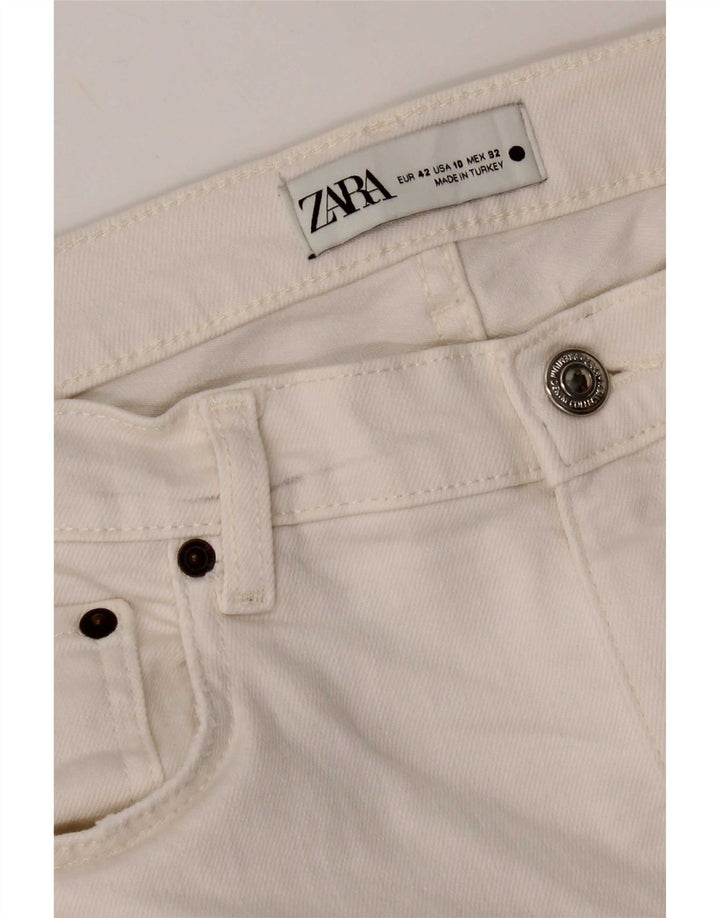 Zara Damen Distressed-Cropped-Jeans EU 42 Large W32 L24 Weiße Baumwolle