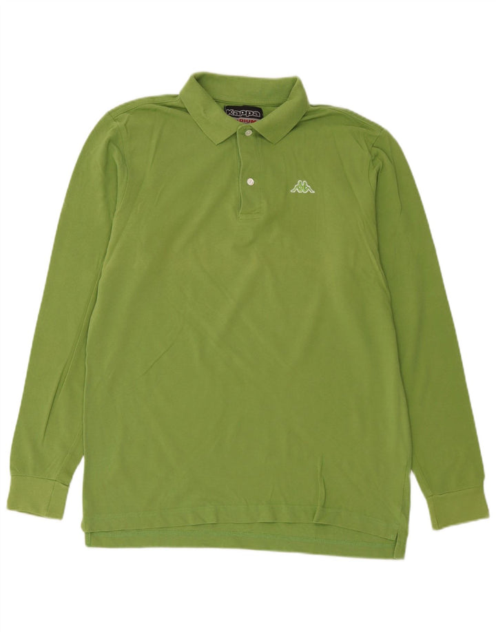 Kappa Herren-Langarm-Poloshirt aus mittelgrüner Baumwolle