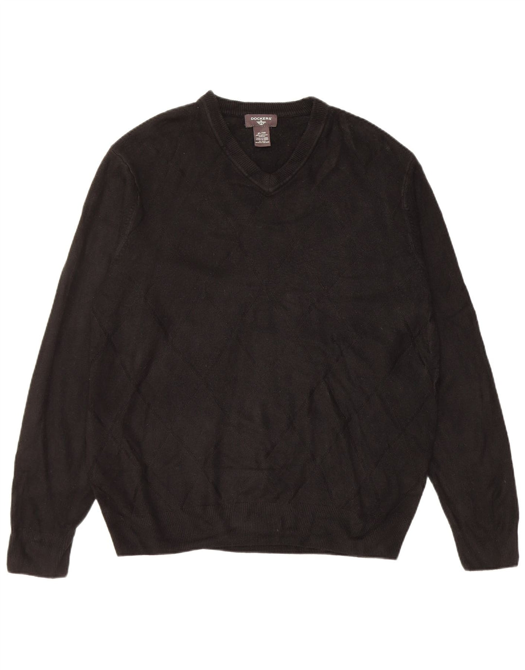 Dockers Herren-Pullover mit V-Ausschnitt, XL, schwarzes Acryl